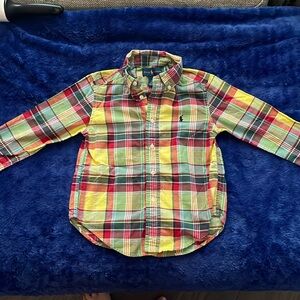 Ralph Lauren Button Down Long Sleeve Shirt. Used, great condition. Size 4T.